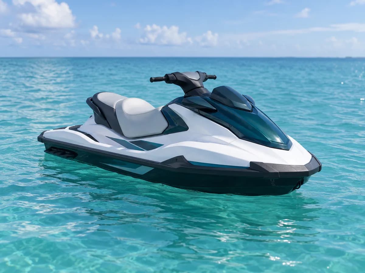 Scooter des mers sur une eau turquoise