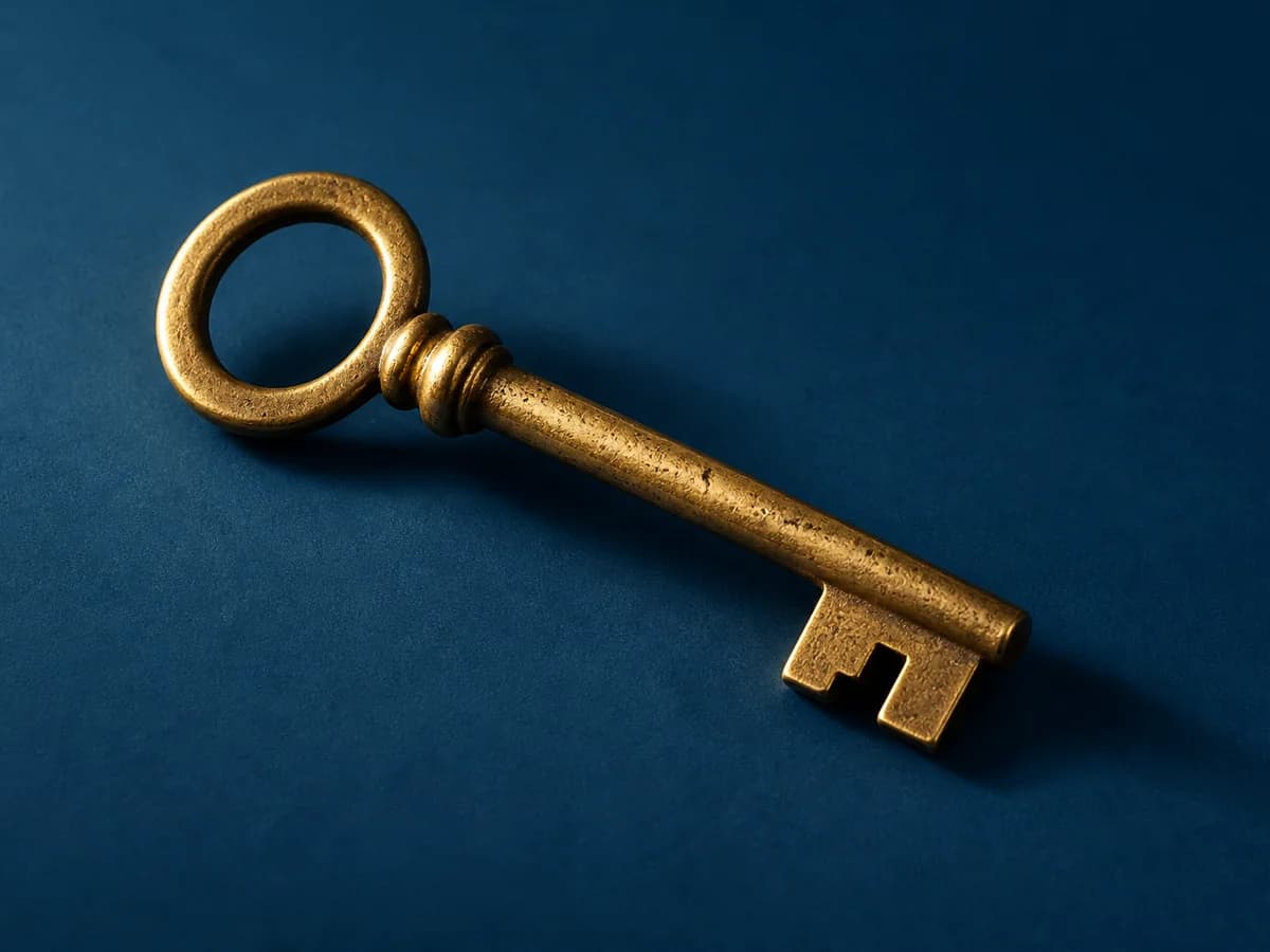 Clés et accessoires en laiton sur un fond neutre
