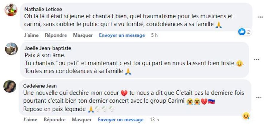 Réactions de fans, suite au décès de Mickaël Benjamin